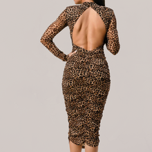 Load image into Gallery viewer, Leopard Midi Dress- With Sexy Cutout Back!