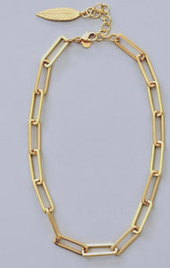 15" 18K GP, Artisan Paperclip Necklace with 3" Extender