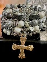 Load image into Gallery viewer, African Turquoise - Artisan Wrap Bracelet with Crafted Cross
