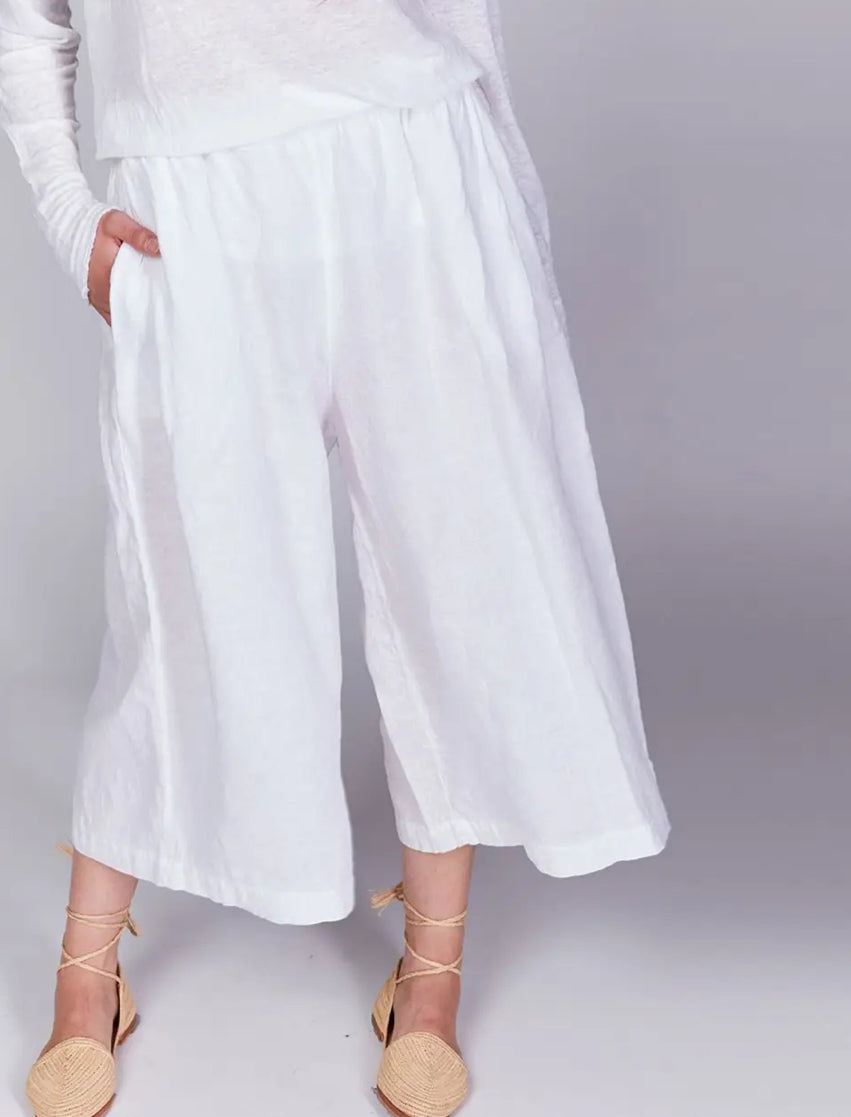 Linen Palazzo Pants-White