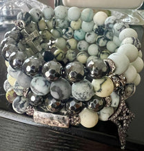 Load image into Gallery viewer, Coi` - Hematite Wrap Bracelet with Crafted Cross
