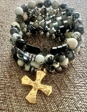 Load image into Gallery viewer, African Turquoise - Artisan Wrap Bracelet with Crafted Cross
