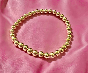 (1) 18K GF Stackable Beaded Stretch Bracelet - Medium