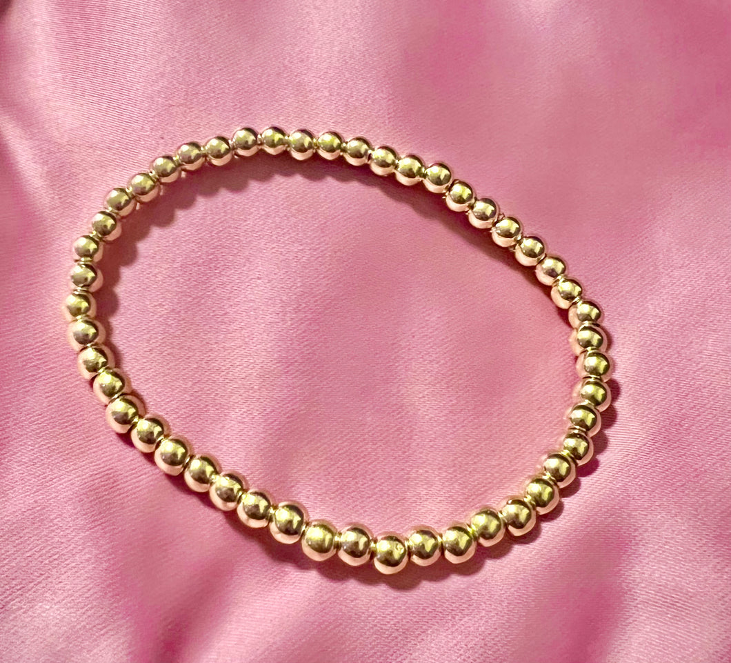 (1) 18K GF Stackable Beaded Stretch Bracelet - Small